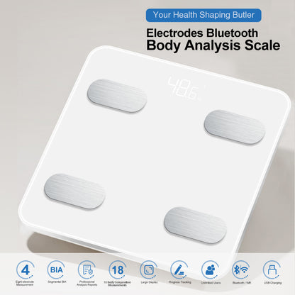 Smart Scale for Body Weight, Digital Bathroom Scale BMI Body Fat Scale Bluetooth Weighting Health Monitor, Accurate Body Composition Analyzer, 400lb, White