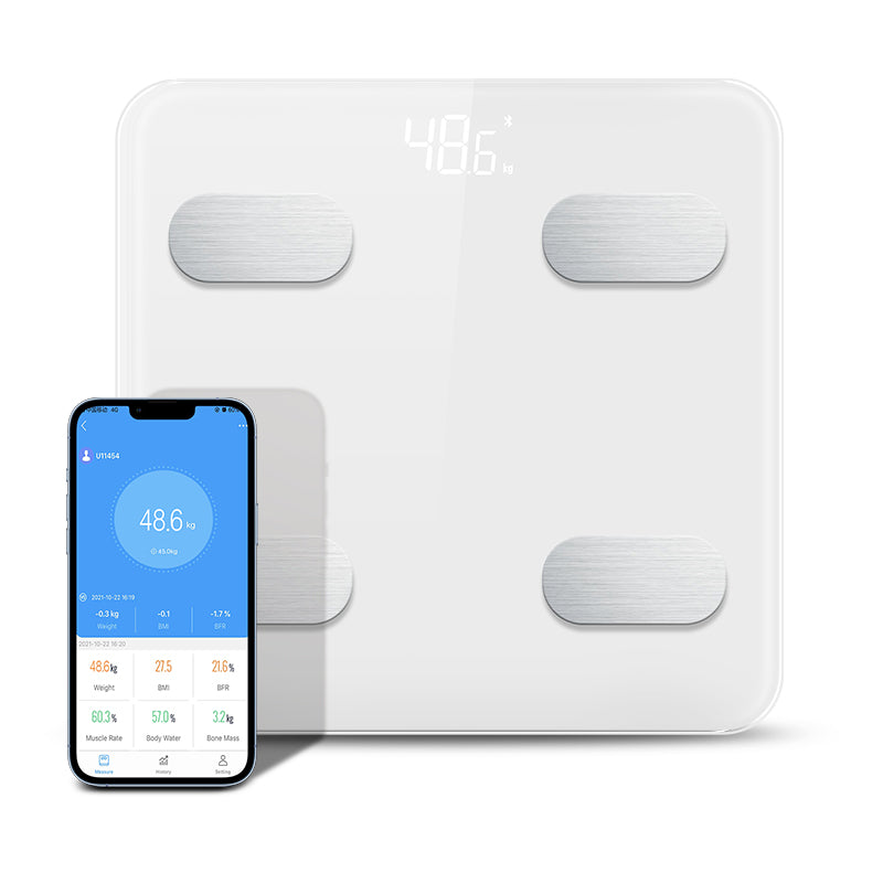 Smart Scale for Body Weight, Digital Bathroom Scale BMI Body Fat Scale Bluetooth Weighting Health Monitor, Accurate Body Composition Analyzer, 400lb, White