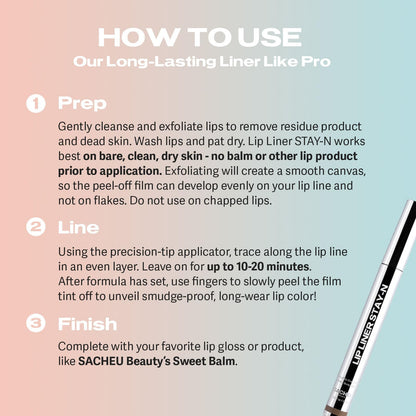Sacheu Lip Liner Stay-N - Peel Off Lip Liner Tattoo, Peel Off Lip Stain, Long Lasting Lip Stain Peel Off, Infused with Hyaluronic Acid & Vitamin E, cLOVER