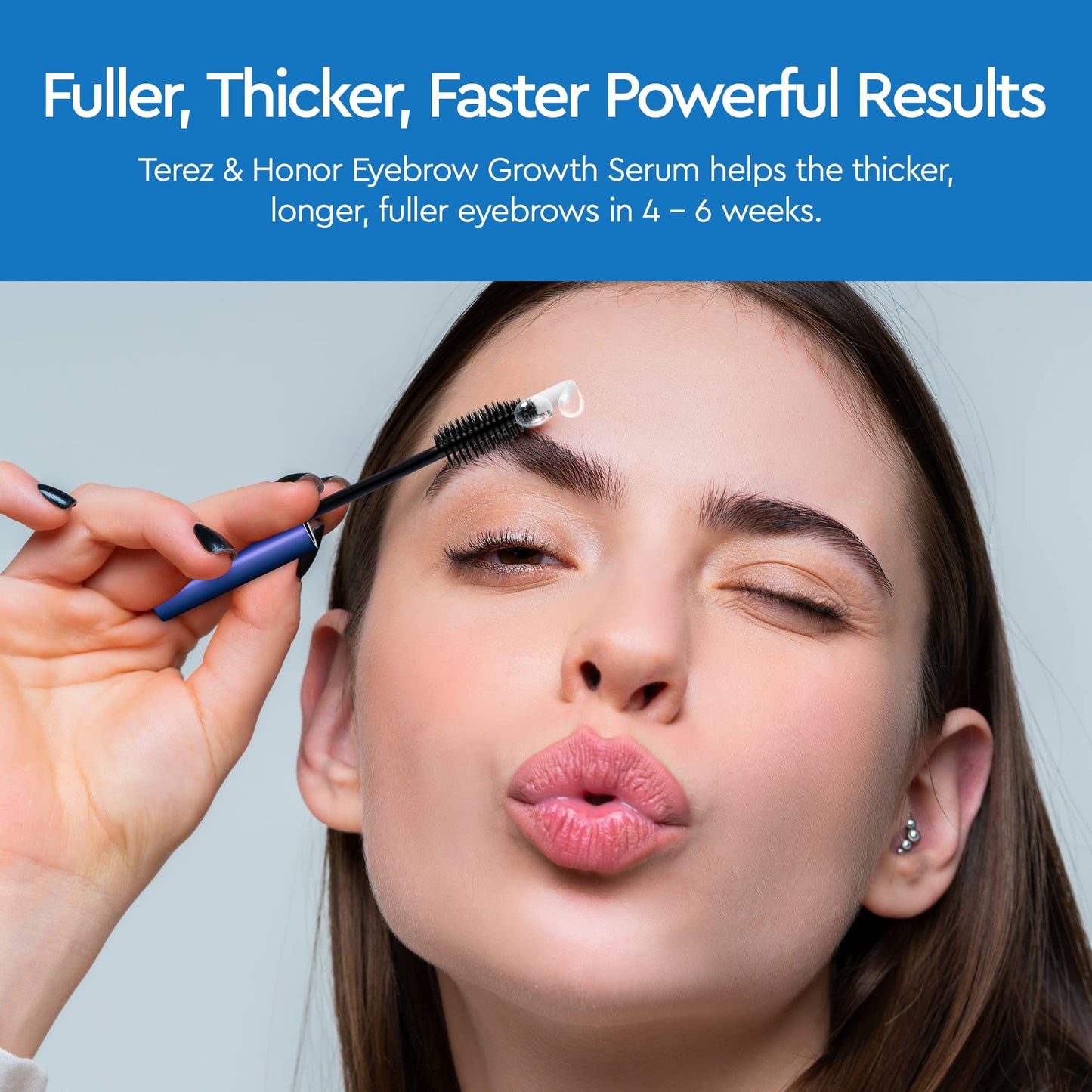 Terez & Honor Advanced Eyelash Growth Serum and Brow Enhancer to Grow Thicker, Longer Lashes for Long, Luscious Lashes, 3ML Makeup Mascara Daily Nourishing