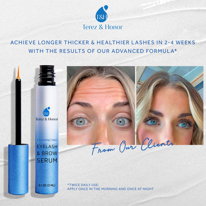 Terez & Honor Advanced Eyelash Growth Serum and Brow Enhancer to Grow Thicker, Longer Lashes for Long, Luscious Lashes, 3ML Makeup Mascara Daily Nourishing