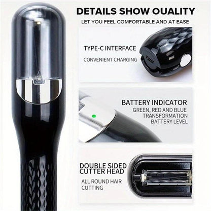 Automatic Electric Hair Clipper, 1 Piece Multi-functional Type C Rechargeable Hair Split End Clipper, Professional 2 in 1 Hair Edge Control Trimmer, Portable Wireless Hair Trimmer, Hair Care Products